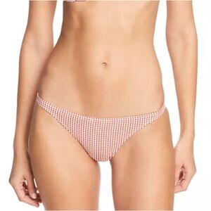 Onia Ashely Bottom Textured Gingham Bonfire Red and White NEW Large